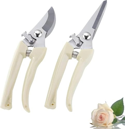WUWYOUWL 2 Pack Flower Scissors Set, Stainless Steel Floral Design Supplies Tools Hand Pruners Plant Shears Powerful Trimmer Applied to Flowers, Branches and Leaves