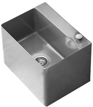 GOCHUSX Lavello In Acciaio Inox, Lavello Per Spazzolone Commerciale, O Lavandino Per Scopa Montato A Pavimento, Per Balcone Esterno Bagno Cucina(Silver,50x30x40cm)