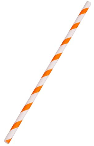 Trinkhalme aus Papier orange/weiß gestreift 6 x 19,7 cm (Durchmesser x Länge), 100 Stück