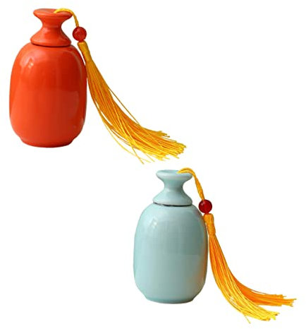 PRETYZOOM 2 Botes De Cerámica Con Tapa Para Té Frascos De Boticario Recipientes Para Pastillas De Viaje