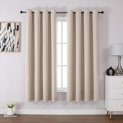 Rideau Occultant 2 Pièces 117x183cm, Rideau Thermique Isolant Anti Froid et Chaleur Tenture Opaque à Oeillets Lumiere Anti UV Decoration Chambre Maison Salon Intérieurs