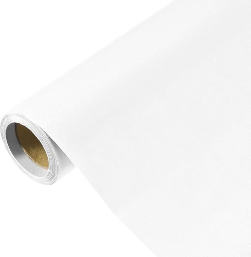 QUARKZMAN 118 x 15.7 Papier Peint Blanc, Papier Peint Autocollant, Papier Contact Blanc en Vinyle de Couleur Unie Auto-Adhésif pour Décoration Murale