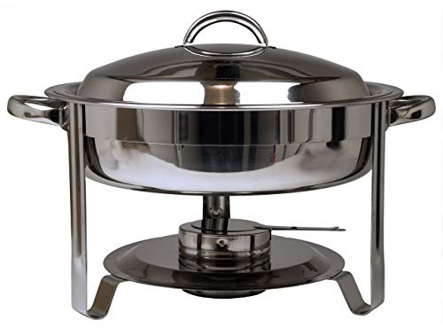 AcMax Edelstahl Speisenwärmer Runder Warmhaltebehälter Chafing Dish 3,5 Liter