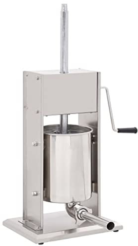 LAPOOH Insaccatrice Manuale a Manovella Macchina Riempitrice per Salsicce Salumi Wurstel Bratwurst Tritacarne Argento 10 L in Acciaio Inossidabile