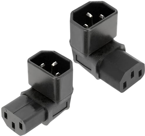 Adattatore di alimentazione da C14 a C13 IEC,C14 a C13 320 maschio a 90 gradi verso il basso angolo retto IEC femmina C13,2 PCS