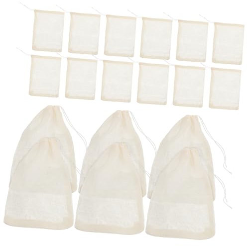 Mikinona 30 Bolsitas De Gasa Con Cordón Para Decocción Bolsa De Filtro De Té Ideal Para Cocina y Infusiones