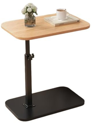 Table bout de canapé en forme de C, hauteur réglable de 45 à 80 cm, en bois de noyer, design moderne, 45 x 30 cm, parfaite pour le salon ou la chambre à coucher, solution de mobilier élégante et
