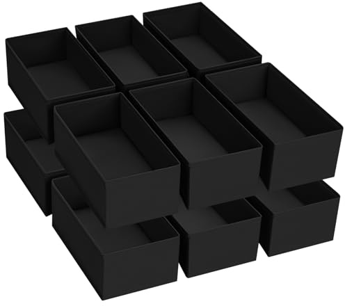 DIMJ Organizer per Cassetti, Armadio, Organizer in Tessuto, Organizzatore per Biancheria Intima, Organizzatore Pieghevole per Vestiti, Pantaloni, Calzini per Bambini, 12 Pezzi, Nero Classico