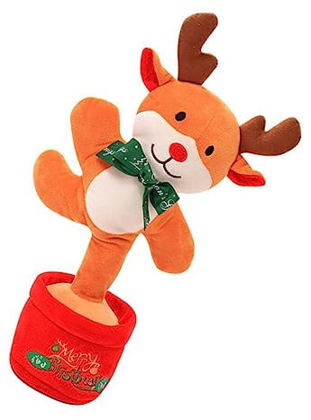 BESPORTBLE Weihnachtsplüschtier Led Licht Tanzend Sprechend Mit Wiederholfunktion Elektrisches Kuscheltier Für Kleinkinder Festliche Weihnachtsdeko Geschenk