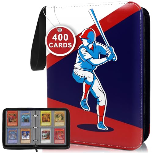 Raccoglitore di Carte da Baseball 400 Tasche, Album Carte Collezionabili Doppia Faccia, Album per Carte 4 Tasche, Raccoglitori Cartes In Pelle Pu, Libro Porta Cartes 50 Pagine, Portatile Binder Carte