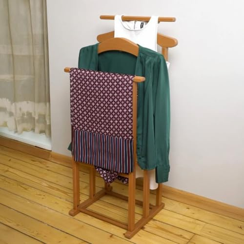 Tatkraft Duke - Herrendiener für Frauen, Modern, Made in Italy, Kirschbaum | Herrendiener Schlafzimmer, 102x43x35 cm, 2 Kleiderbügeln und 2 Hosenstangen, Stummer Diener Holz, aus Buche