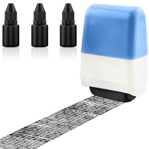 Datenschutz Rollstempel, Rollstempel für Identitätsdiebstahl, Adressen SchwäRzen Stempel mit 3 Tintennachfüllungen, Datenschutzstempelrolle für ID-Kontodaten-Adressensicherheit, Blau
