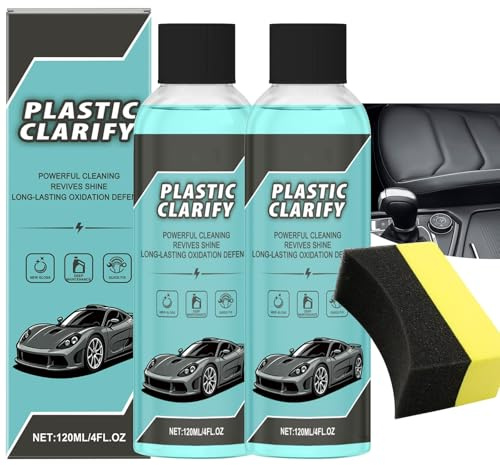 Plastic Clarify per Auto, Detergente e Balsamo per Interni In Plastica, Agente di Ricondizionamento Multiuso ed Efficiente 120ml, Detergente Anti-ingiallimento - Cruscotto Restauratore di Pelle(2 BOTT