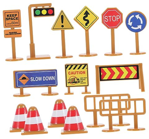 Milisten Panneau de Signalisation Routière Jouet 2 Ensembles en Plastique | Modèle en Papier, Accessoires Autocollants Inclus, Lot Léger à Emporter, pour Anniversaire et Fêtes