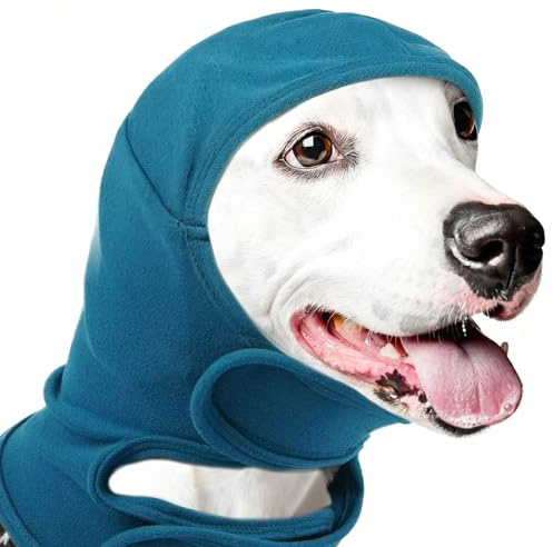 BUERPINKING Paraorecchie per cani, protezione dell'udito per cani, protezione dal rumore, felpa con cappuccio, cappa per cani regolabile per la cura del pelo (blu pavone, L)