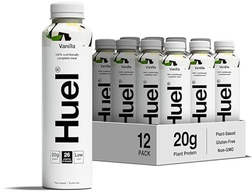 Huel Ready-to-drink Meal, Vanilla Protein Drink, 12 x 500ml Bottles, Protein Shakes, Pre-Portioned Meal, 20g of Protein per Bottle, Rich in Essential Vitamins, Mineral and Fibre Meal Replacement Shake | Nutritionally Complete, Low Sugar (2g), High Fibre (7g), Plant Based, Vegan, Healthy