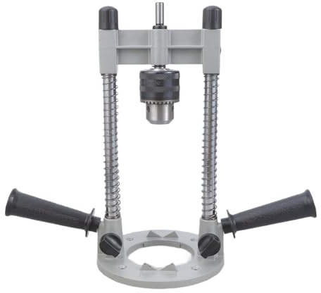 Versatile Drill Press Attachment for Vertical and Angled Boring Applications with Rubberized Base Protections Keyed Chuck Drill Guide