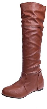 Generisch Botas de invierno para mujer, de caña larga, impermeables, por encima de la rodilla, planas, de invierno, botas largas hasta la rodilla, botas anchas, botas de motociclismo, botas de