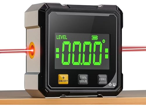 Nzkeuf Goniometro Digitale con Laser Elettronico, Inclinometro Digitale Magnetico a 4 Lati, IP54 Impermeabile Goniometro Digital, per Costruzione, Falegnameria