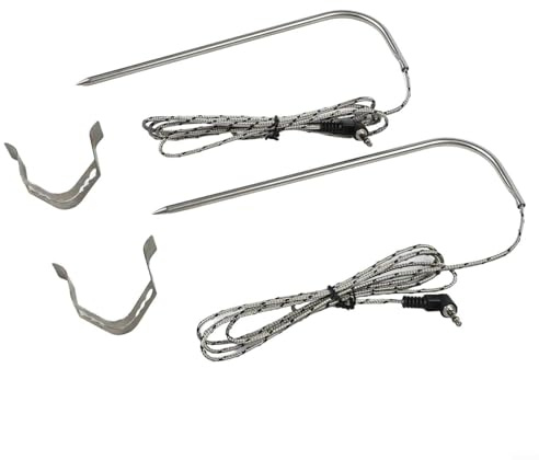 Comgooldool köttsond för Traeger Grillar 2-pack, PT1000 sensor BBQ termometer med konstruktion i rostfritt stål, hög temperatur och vattentät digital termostat ersättning