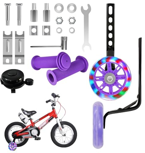 Stabilisers for Childs Bike, ADDLIVE Bike Stabilisers, Kids Bike Stabilisers with Features a Silent Flash Function, Handlebar Grips, and Mounting Kit., Stabilisers for 12-20 Inch Bike