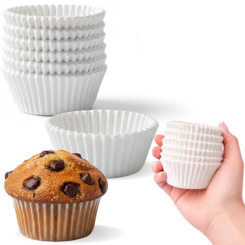 Pirottini in Carta da Forno per Muffin e Cupcake, Monouso, Ideali per Dessert e Fingerfood (BIANCO 150PZ / 3.5CM)