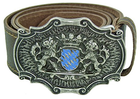 Trachtengürtel mit Koppelschließe und Bayernwappen - Dunkelbraun 95 cm