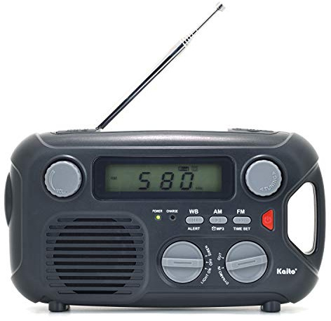 Kaito Emergency Radio KA580 Digital Solar Dynamo Crank Wind Up AM/FM & NOAA Weather Radio Receiver with Real-time Alert, MP3 Player & Phone Charger (Black)
