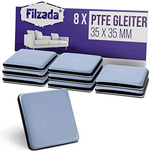 Filzada® - Juego de 8 Almohadillas de teflón Autoadhesivas, 35 x 35 mm (angulares) - Profesionales - PTFE (teflón)