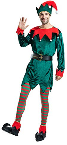 EraSpooky herr jul älva kostym maskeradkostym med hatt strumpa överskott bälte cosplay party karneval näva klänning för vuxna