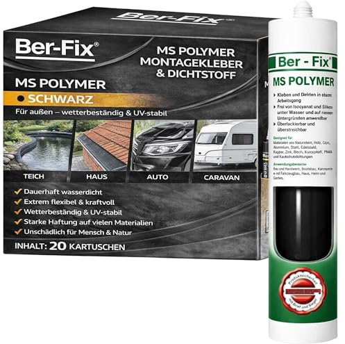 Ber-Fix MS Polymer Schwarz Karosserie Außen 20er | MS Polymerkleber Schwarz Karosserie Außen 20er: elastischer Kleb- und