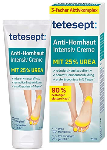 tetesept med foot care Anti-Hornhaut Urea Creme – 1 x 75 ml – Fußcreme mit Hydro-Lipid Komplex und 25% Urea – Fußsalbe zur effektiven, sichtbaren Reduktion von Hornhaut