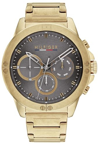 Tommy Hilfiger Reloj Analógico de Cuarzo multifunción para Hombre con Correa en Acero Inoxidable Dorado - 1791891