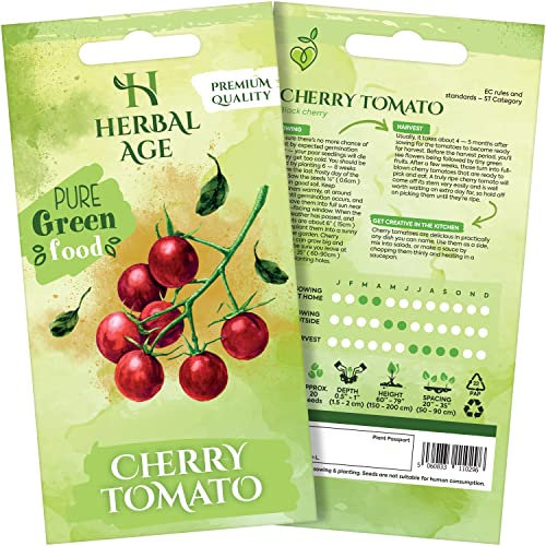 HERBAL AGE Grow Your Own Kits, Cherry Tomatoes Vegetable Seeds for Planting UK, 20 Plants Heirloom Seed Box, Plant Seeds Indoor & Outdoor UK, Garden Gifts for Women, Man, Kids, Salad and Vegs Lovers