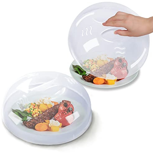 Microwave Cover for Food 2PCS Microwave Splatter Cover Large Microwave Plate Food Cover With Easy Grip Handle Anti-Splatter Lid With Enlarge Steam Vents,11.5 Inch,BPA Free & Dishwasher Safe 2-PCS