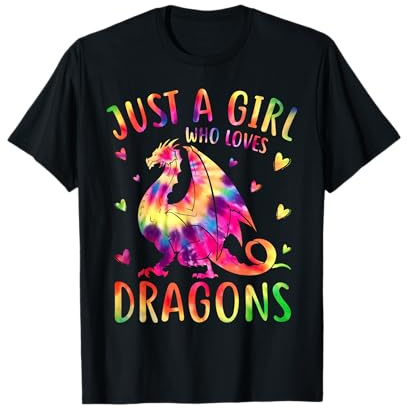 Cute Just A Girl Who Loves Dragons Tie Dye Women and Girls T-Shirt