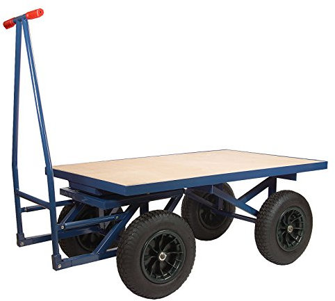 TRUTZHOLM XXL Profi Plattformwagen Palettenwagen 120x80 cm Ladefläche Palettenmaß | 500kg | mit Bremse | Transportwagen Magazinwagen Schiebebügelwagen