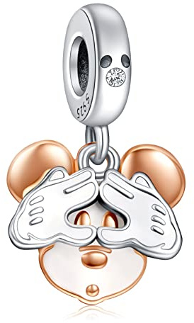 H.ZHENYUE Jewelry Love&heart Mouse Charm fit Bracelet Necklace for Woman Girls,925 Sterling Silver Pendant Beads,Birthday Christmas Halloween Valentine's Day Gifts