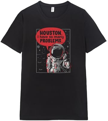 Pampling Camiseta de Manga Corta, 100% Algodón, Ropa Unisex para Hombre y Mujer, Serigrafiada con Cuello Redondo y Corte Recto, Color Negro (Houston, XL)