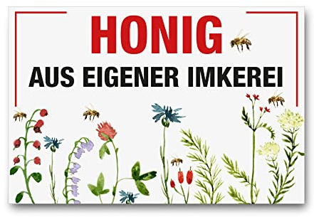 Apoidea – Honig aus eigener Imkerei Schild - Bienen Schild aus Kunststoff | Imkereibedarf - Bienenzubehör und Imkerzubehör - Imkerbedarf