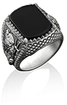 Bysilverstone Jewelry – Siegelring Aus Quadratischem Schwarzen Onyx Poseidon, Antiker Griechischer Gott Des Meeres, Herrenringe Aus Sterlingsilber, Ringe Für Den Kleinen Finger Für Damen, Klobiger Bik