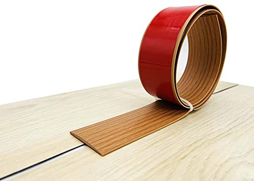 PVC Selbstklebend Abdeckleiste 1/3/10M Übergangsprofil Wasserdicht Selbstklebend,Übergangsschiene Abschlussprofil,Gummi Wandsockelleiste,Boden Teppich Laminat (Gelbe Eiche, 10M)