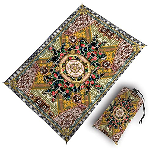 FANSU Strandmatte Outdoor, Picknickdecke Wasserdicht, Picknickdecke 140x200, Stranddecke Sandfrei, Waschbare Stranddecke für Strand, Camping, Picknick, Outdoor (140x200cm,Paisley)