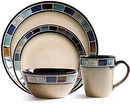 Set di stoviglie, set da tavola in ceramica 1 pezzo sottosmalto colore reticolo quadrato piatto in ceramica stoviglie insalatiera ramen
