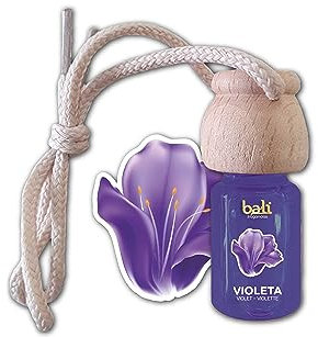 Bali fragancias Ambientador de coche VIOLETA 6 ml 0% alcohol, absorbe el mal olor de tu vehículo