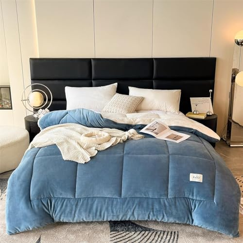 XHDZSW Steppdecke, Dicker Warmer plüsch steppdecke, wintersteppdecke, verdicken sie lamm Kaschmir Decke bettwäsche, Plus Samtkern Steppdecke Wintersteppdecke (Blau,200x230 cm (4 kg))