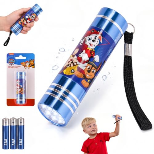 Linterna LED Paw Patrol para niños, mini linternas de aluminio azul con cordón para niños, iluminación interior y exterior, emergencias, corte de energía, camping, senderismo, regalo