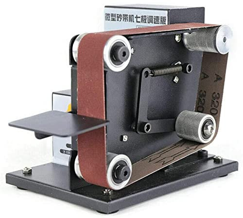 NVYAZJ Upgraded Mini Electric Belt Sander, 250W Portable Machine with 8000rpm Grinder DIY Polishing 7gear Adjustable and Come with 10 Belts, for Polishing Grind Metal Wood