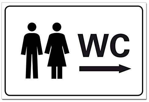WC Toilettenschild Pfeil Rechts Orientierung Hinweisschild PVC 300 x 200 x 3 Vorgebohrt