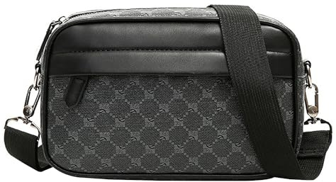 DAZZLUXE Sac à bandoulière pour homme, grand et résistant, tendance décontracté Noir/Gris